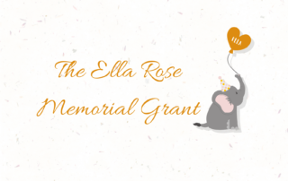 Ella Rose Memorial Grant title with elephant holding a balloon logo